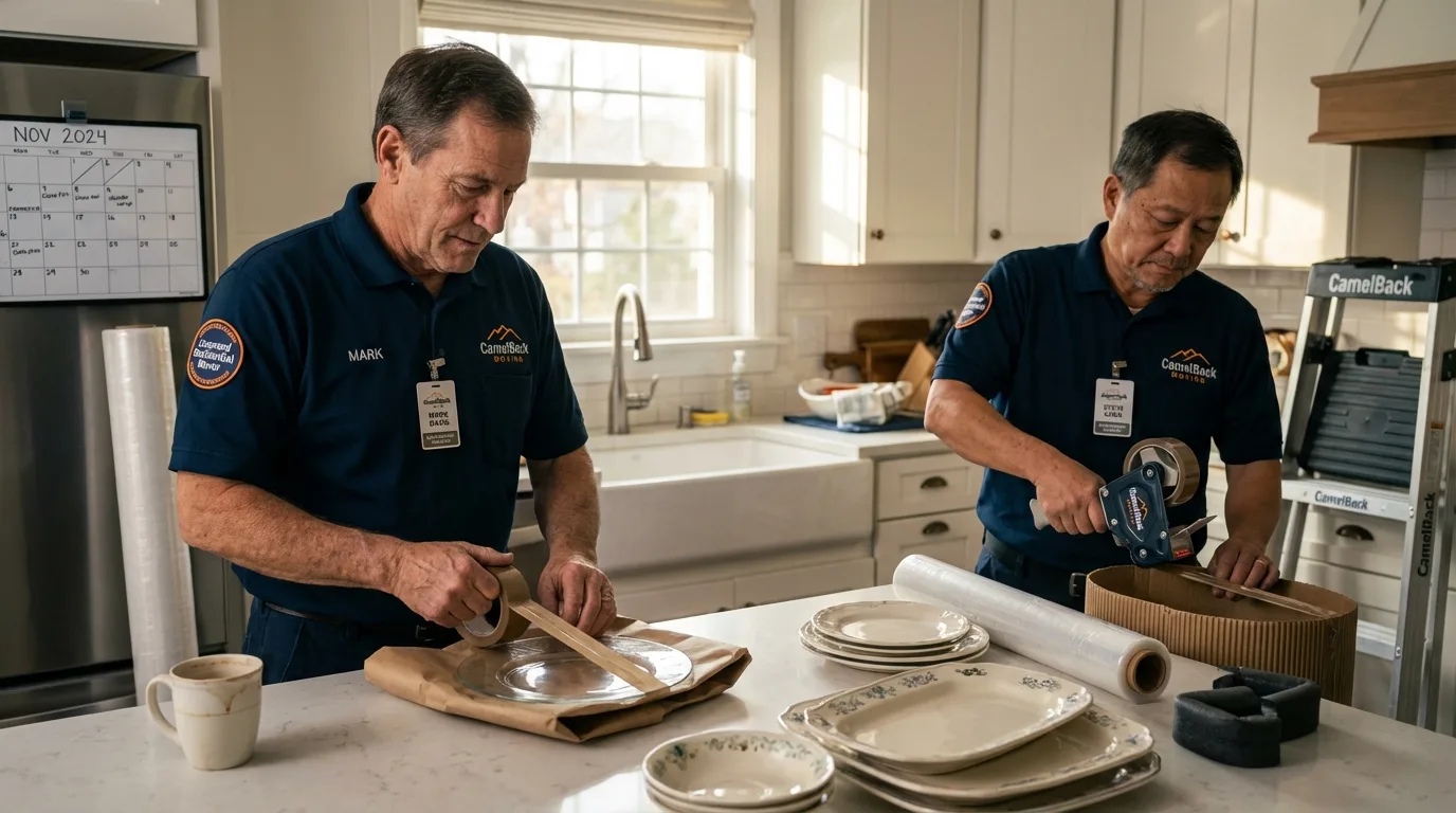 Professional crew packing kitchen dishware in Odessa, TX